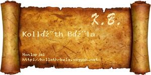 Kolláth Béla névjegykártya
