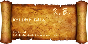 Kolláth Béla névjegykártya